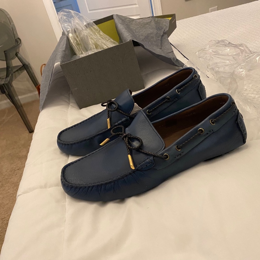 BACCO Bucci navy loafers size 11 Italian made like new